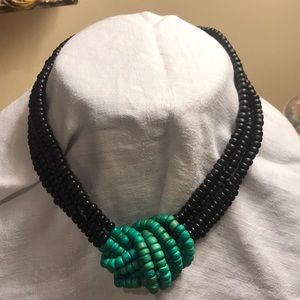 Artist made wooden dyed beads with silver clasp🐾